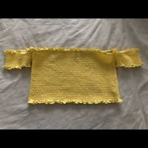 Yellow Ribbed Crop Top